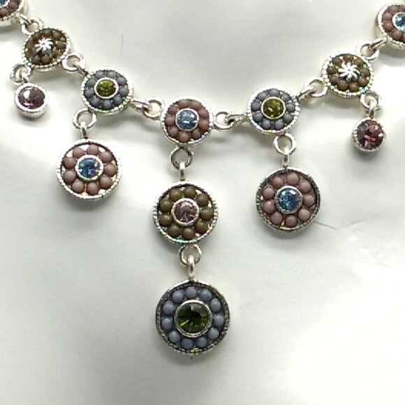 V (Laura Vann) Bezeled Multi-color Crystals & Beads Encased in Silver-tone - Picture 14 of 15